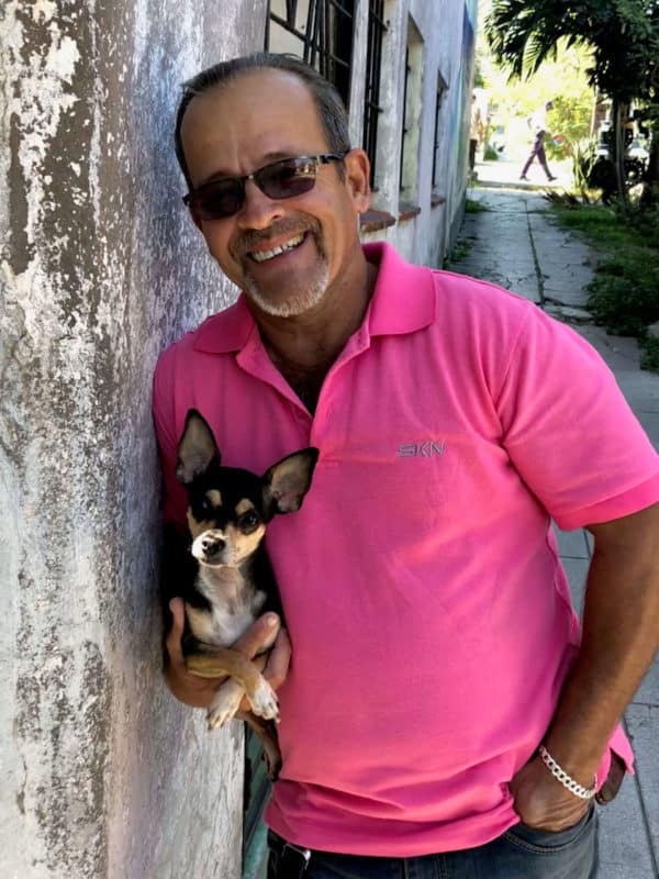 Man with chihuahua